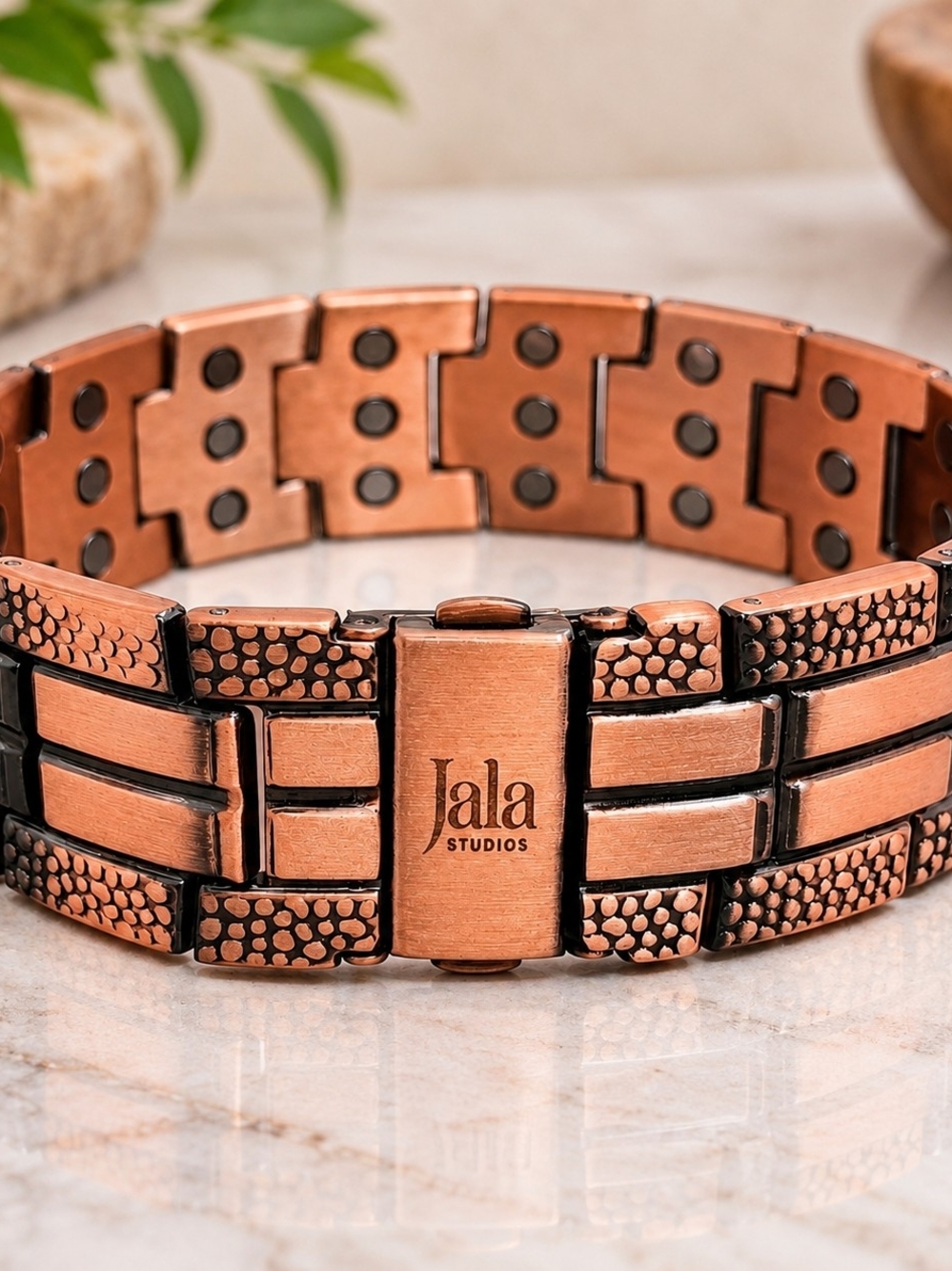 Men's Copper Bracelet - Polished Brown Copper